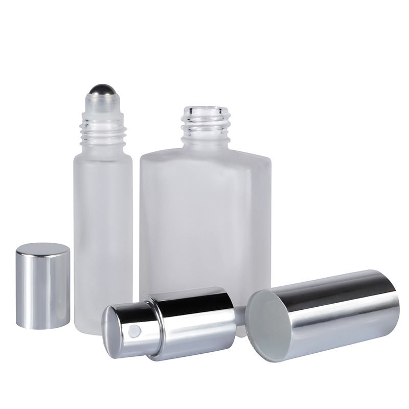 Cosmetic round rectangular matte black 30ml 50ml 100ml refillable glass perfume spray bottle with aluminum spray pump cap