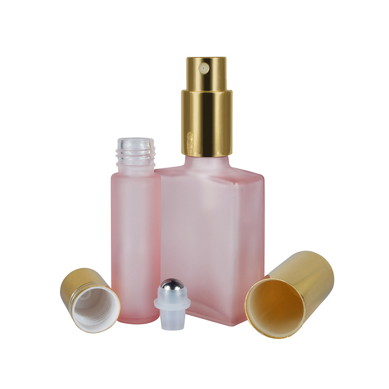 Cosmetic round rectangular matte black 30ml 50ml 100ml refillable glass perfume spray bottle with aluminum spray pump cap