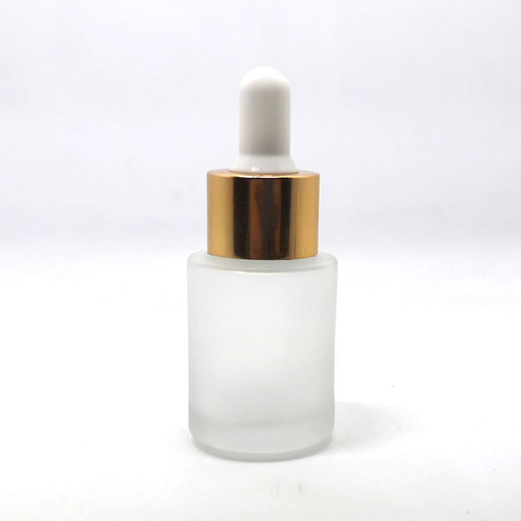 Cosmetic serum oil packaging 30ml pink orange blue flat glass dropper bottle with push pump