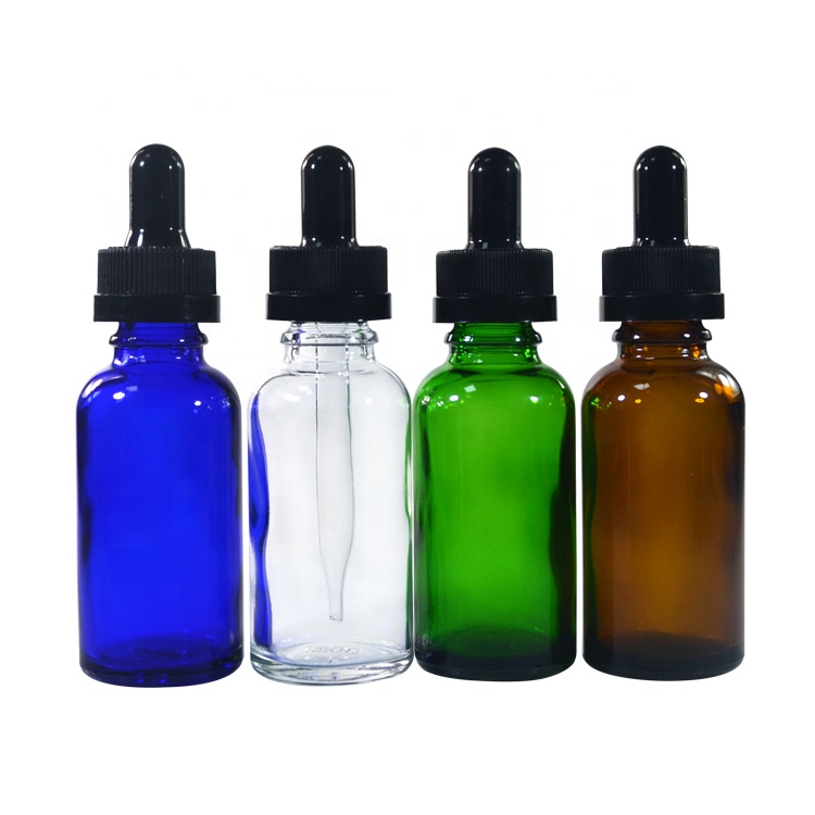 Cosmetic serum packaging clear amber green blue 15ml 20ml 30ml 50ml 100ml glass dropper bottle with childproof cap