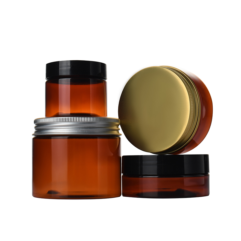 Cosmetic set container 100ml 150ml 250ml 300ml 500ml amber pet plastic cream jar and lotion pump spray bottle