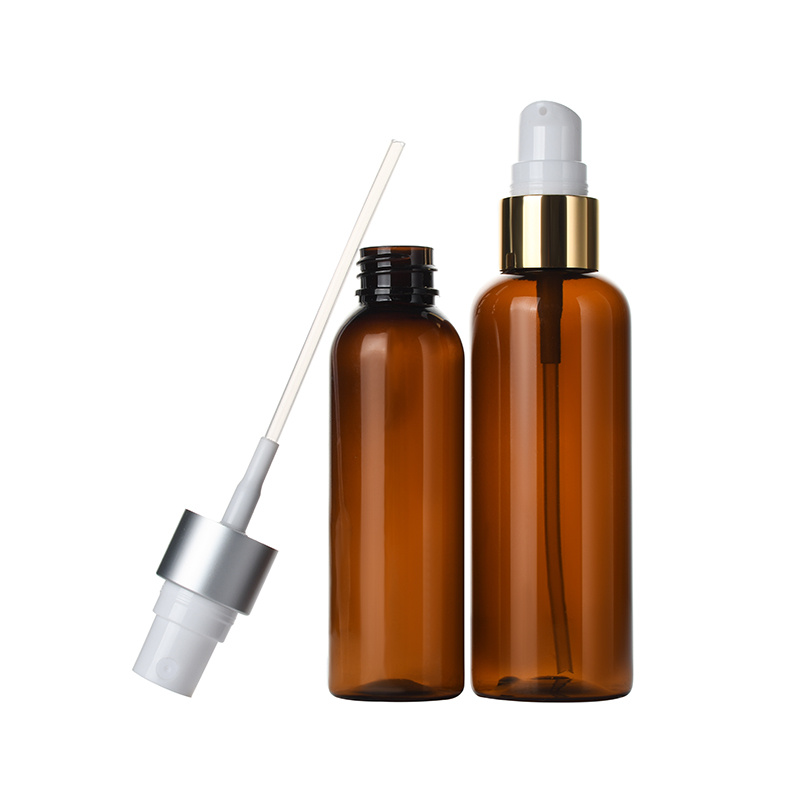 Cosmetic set container 100ml 150ml 250ml 300ml 500ml amber pet plastic cream jar and lotion pump spray bottle