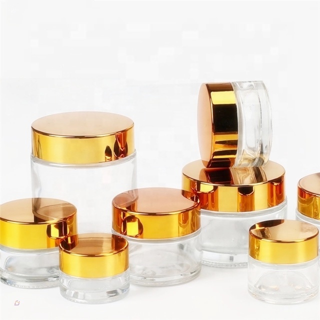 Cosmetic silver lid clear glass lotion cream container 50 ml glass jar