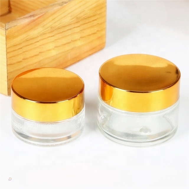 Cosmetic silver lid clear glass lotion cream container 50 ml glass jar