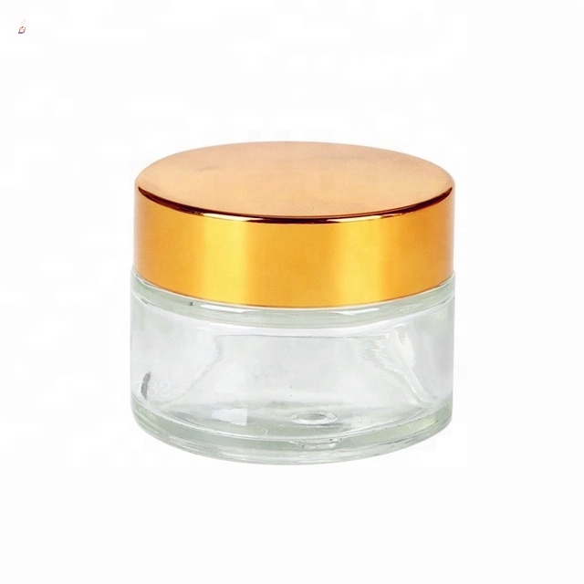 Cosmetic silver lid clear glass lotion cream container 50 ml glass jar