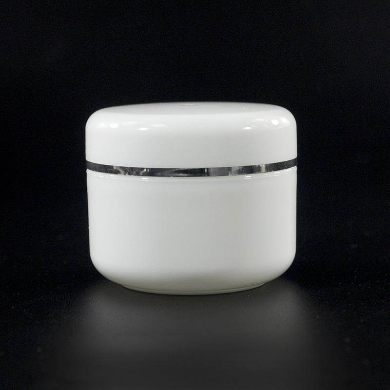 Cosmetic skin care cream plastic container 20g 50g 100g 250g silver edge white pp cosmetic jar