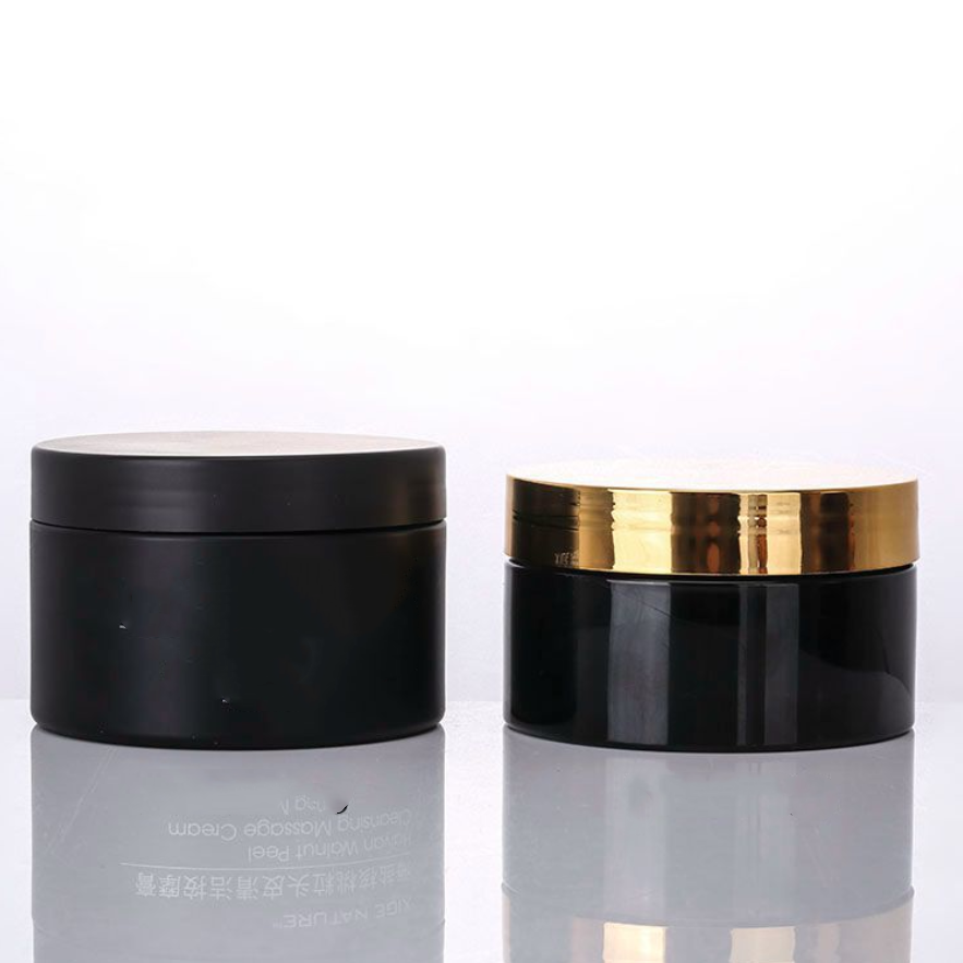Cosmetic skin care packing PET 100 ml matt black plastic cream cosmetic jar
