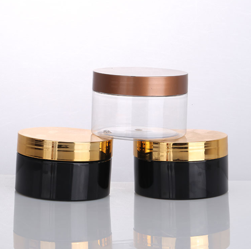 Cosmetic skin care packing PET 100 ml matt black plastic cream cosmetic jar
