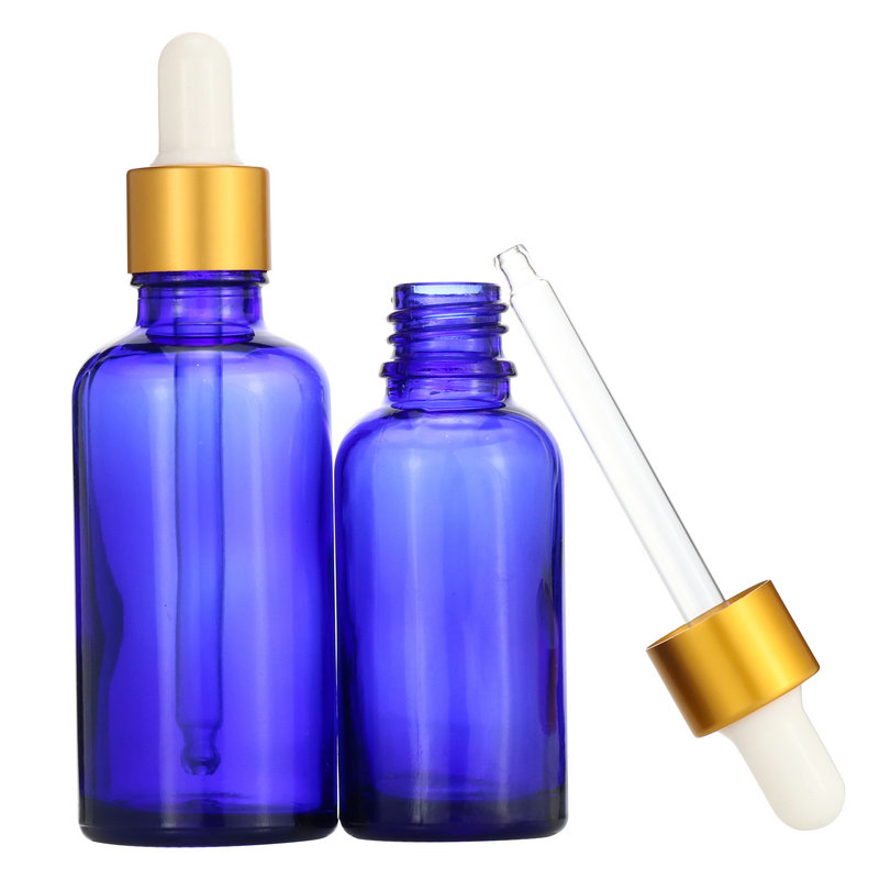 Cosmetic skincare bottle Round matte black violet 5ml 20ml 30ml 50ml 100ml serum glass bottle with gold aluminum caps