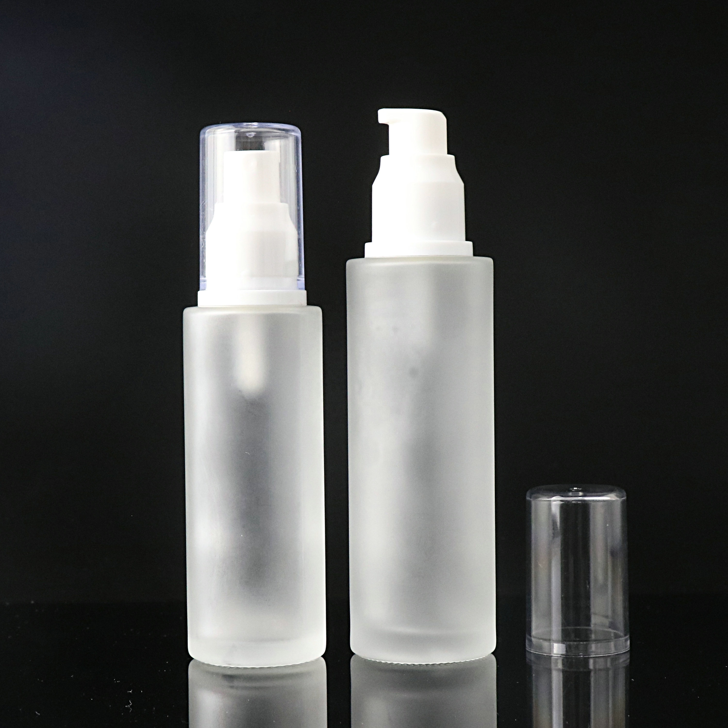 Cosmetic skincare packaging frost glass bottle 20ml 30ml 40ml 50ml 100ml 120ml body lotion bottle empty gold silver pump bottle
