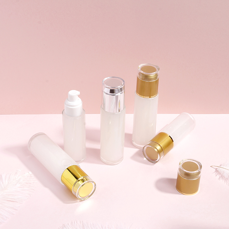 Cosmetic skincare packaging frosted glass bottle 50ml 100ml 120ml body lotion bottle empty gold silver pump bottle