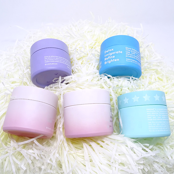 Cosmetic skincare packaging wide mouth opal white ceramic 100ml 50ml 50g frosted lid matte glass pink cream jar