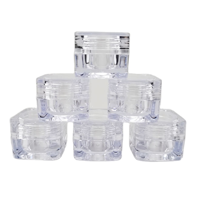 Cosmetic square skin care sample cosmetic jars acrylic