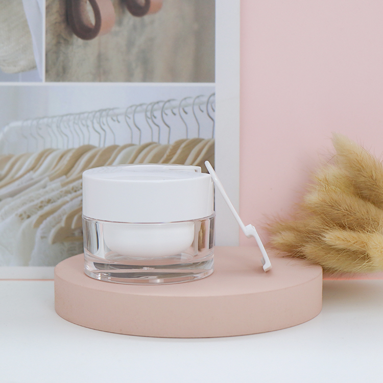 Cosmetic white color plastic face cream jars with sapatula