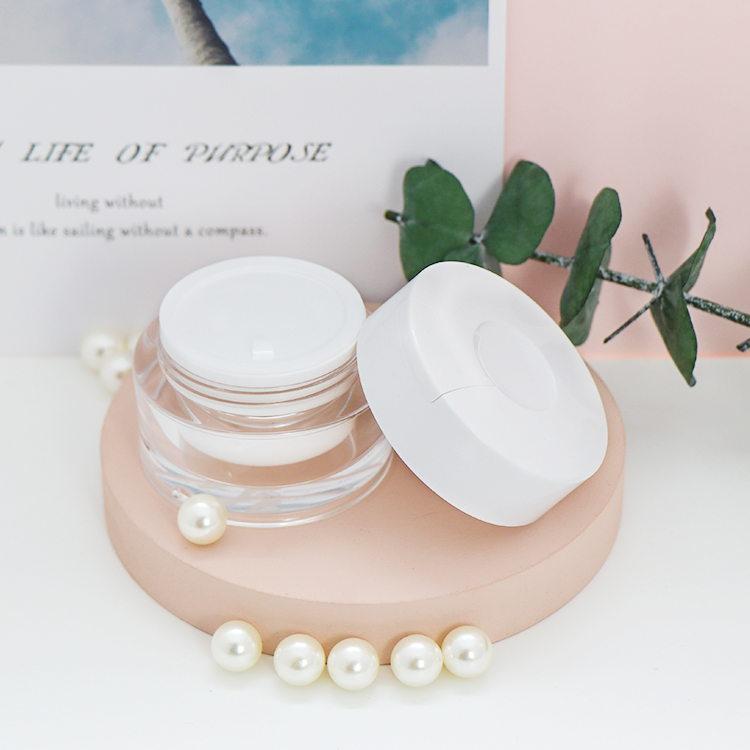 Cosmetic white color plastic face cream jars with sapatula