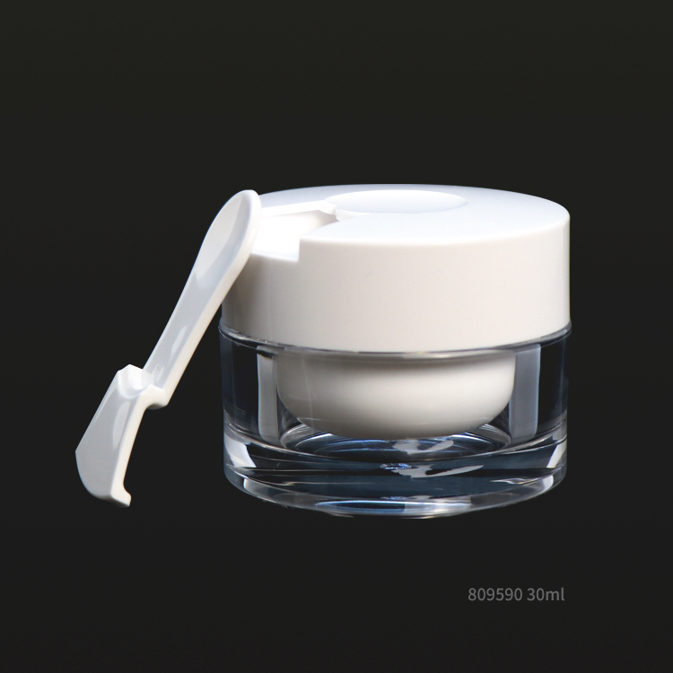 Cosmetic white color plastic face cream jars with sapatula