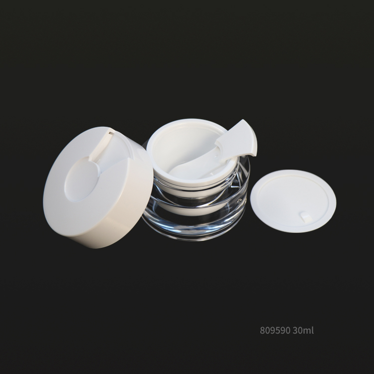 Cosmetic white color plastic face cream jars with sapatula