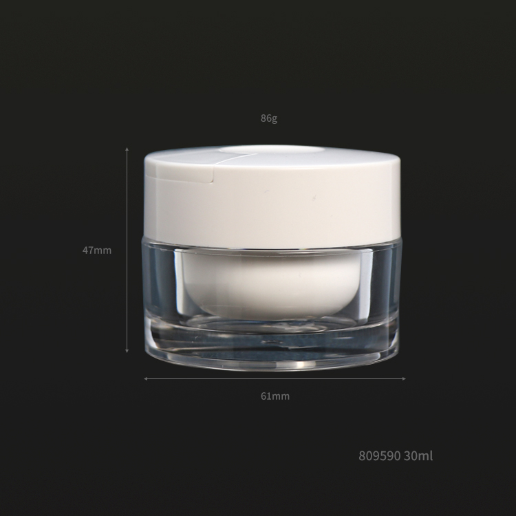 Cosmetic white color plastic face cream jars with sapatula
