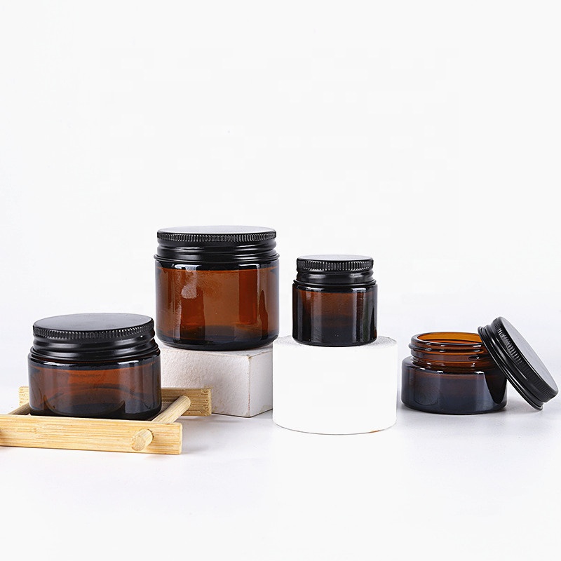 Cosmetic wide mouth food grade container round glass jars with aluminium lid