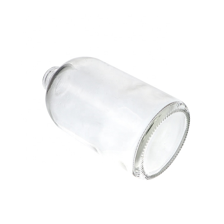 Cosmetics Containers And Packaging 400ml Glass Clear Boston Round Foaming Soap Lotion Empty Pumping Bottle