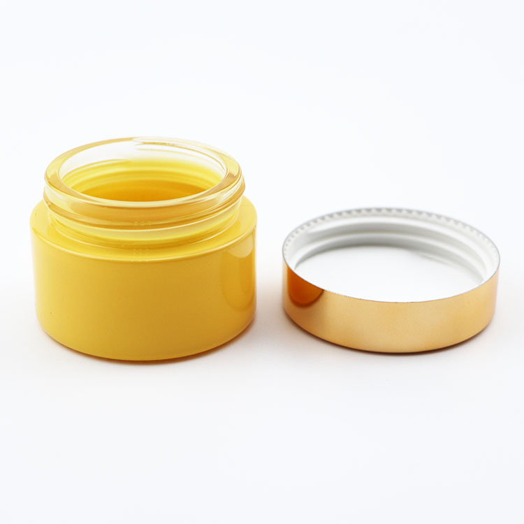 Cosmetics Containers And Packaging 5g 15g 30g 50g 100g colorful Glass Jar for Face Cream with gold Aluminum Lid
