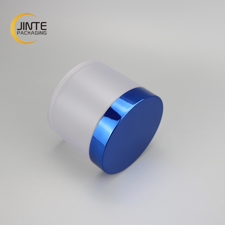 Cosmetics Cream Packaging Luxury Honey 5ml -250ml PETG Frosted jar with shiny blue lids for body cream container