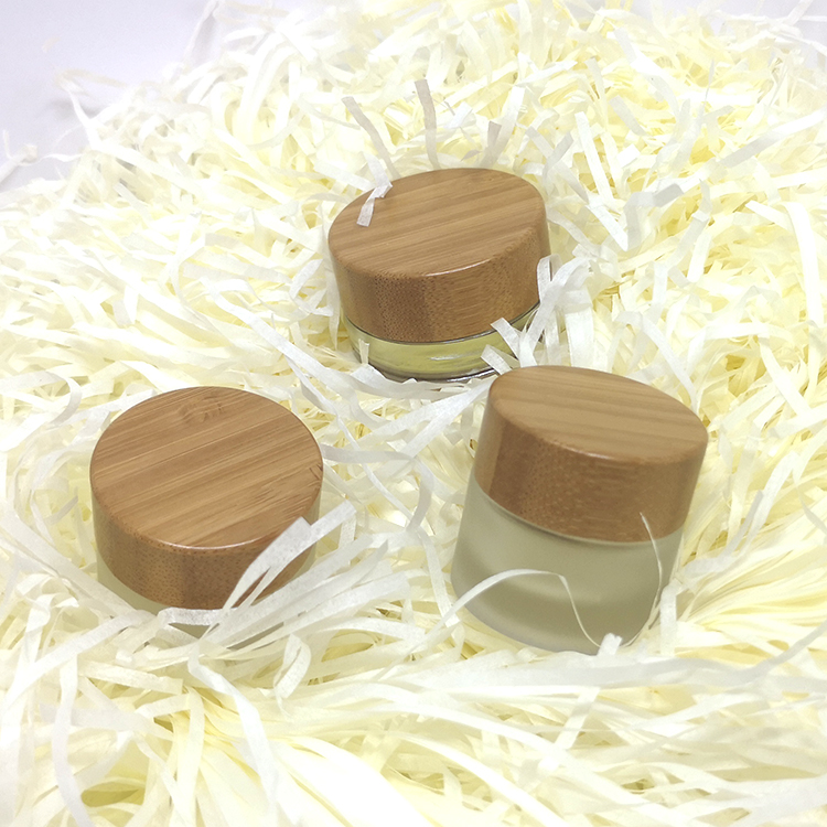 Cosmetics Eye Cream bamboo Packing 3 gram 5 Gram lip balm frosted glass cosmetic containers