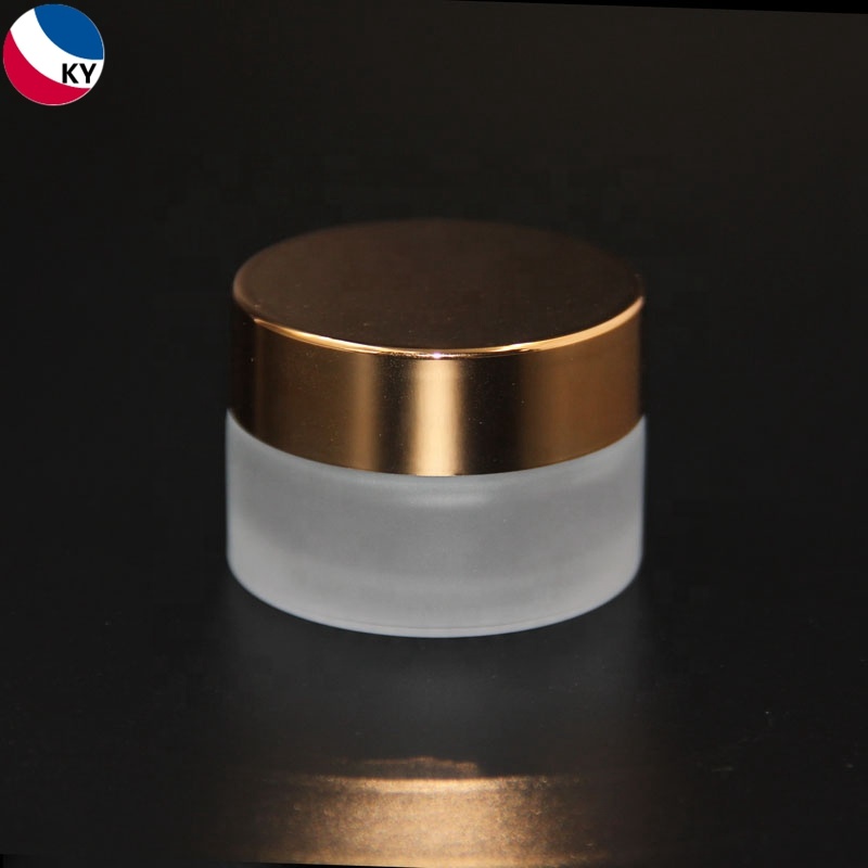 Cosmetics Jar Gold Frosted Matte Glass Aluminium Cap 50ml Glass White 30G Skin Care Cream Aluminum