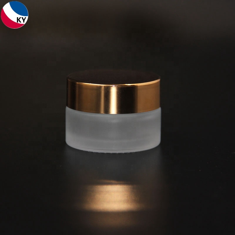 Cosmetics Jar Gold Frosted Matte Glass Aluminium Cap 50ml Glass White 30G Skin Care Cream Aluminum