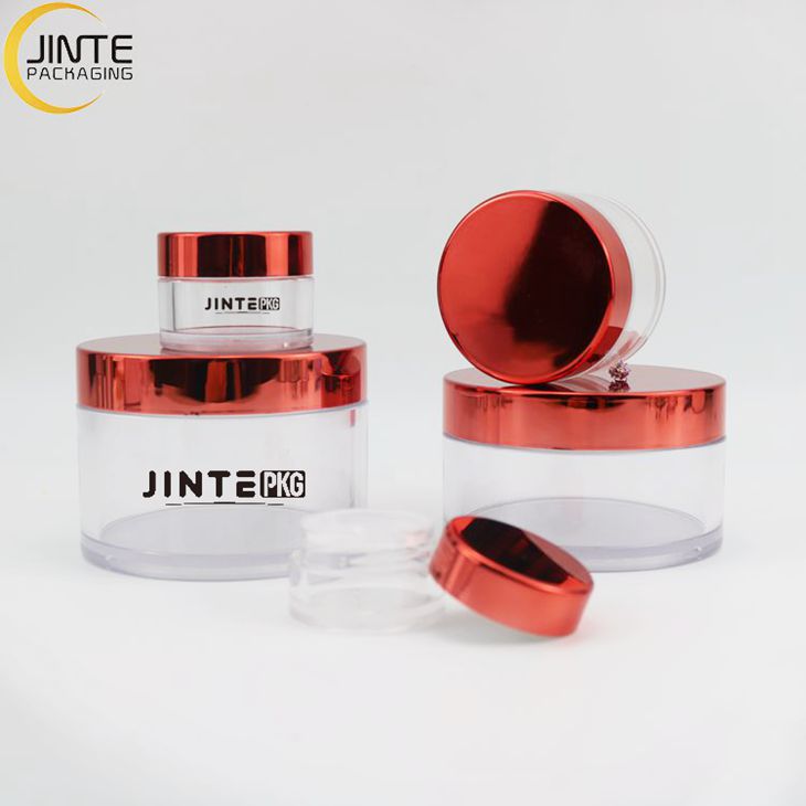Cosmetics Manufacturer 1oz 2oz 4oz 8oz New Shiny Red Color Cap Clear Body PETG cream jar for skincare packaging