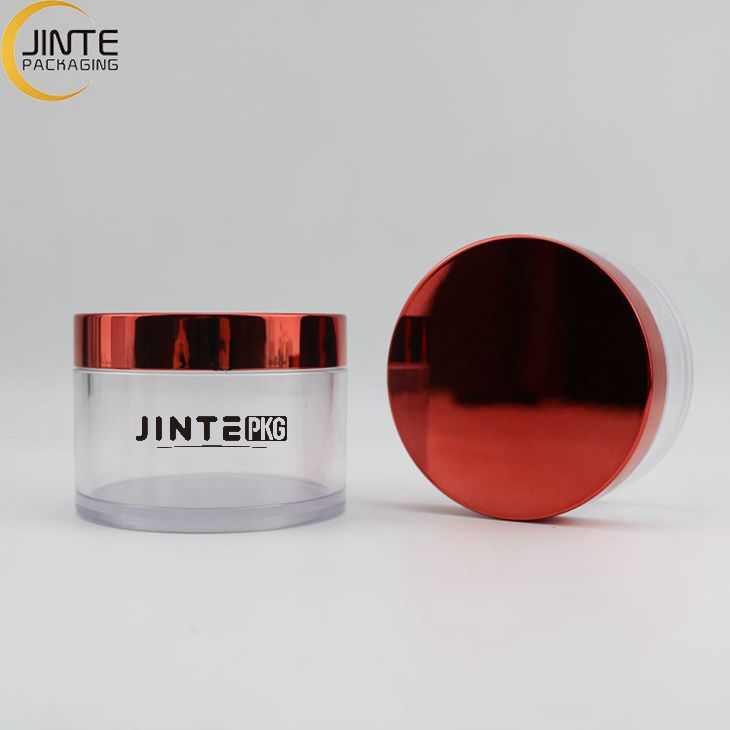 Cosmetics Manufacturer 1oz 2oz 4oz 8oz New Shiny Red Color Cap Clear Body PETG cream jar for skincare packaging
