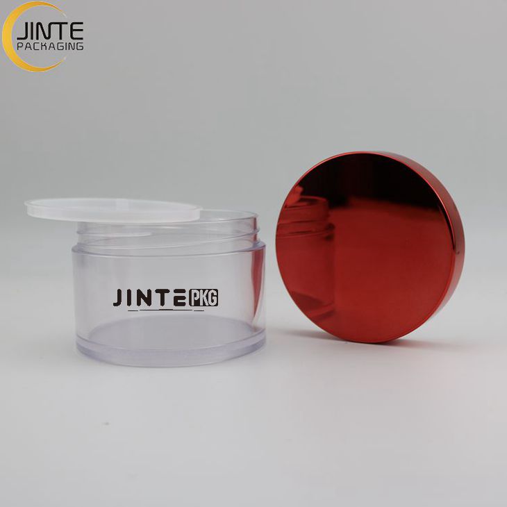 Cosmetics Manufacturer 1oz 2oz 4oz 8oz New Shiny Red Color Cap Clear Body PETG cream jar for skincare packaging