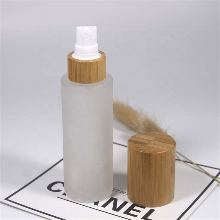 Cosmetics Matte Black Jade Glass Bottle and Jar for Serum Face Cream Lotion with Bamboo Dropper Lid Pump Inclined Shoulder