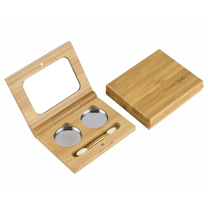 Cosmetics Organizer Container Tinplate Palette Pans Bamboo Empty Eye Shadow Case Box