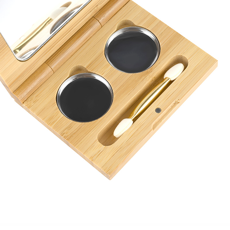 Cosmetics Organizer Container Tinplate Palette Pans Bamboo Empty Eye Shadow Case Box
