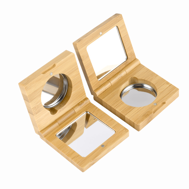 Cosmetics Organizer Container Tinplate Palette Pans Bamboo Empty Eye Shadow Case Box