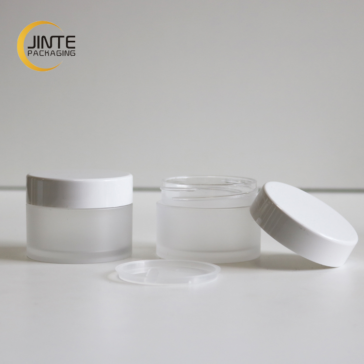 Cosmetics Packaging Contianer 30g 1oz Plastic Frosted Jar, PETG Cosmetic Jar with White Cap
