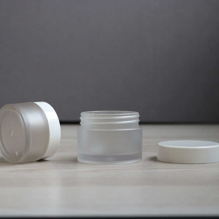 Cosmetics Packaging Contianer 30g 1oz Plastic Frosted Jar, PETG Cosmetic Jar with White Cap