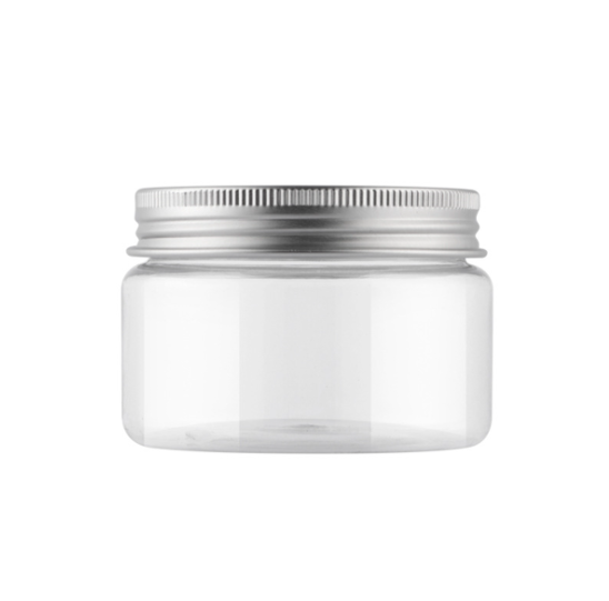 Cosmetics Plastic Cream Jar PET Jar with Aluminium Lid Packaging Body Scrub Packaging Scrub Container