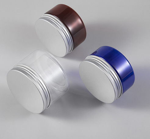 Cosmetics Plastic Cream Jar PET Jar with Aluminium Lid Packaging Body Scrub Packaging Scrub Container