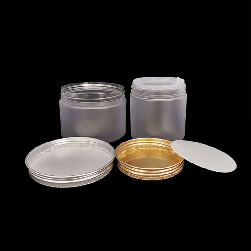 Cosmetics Storage Container 100ml 120ml 200ml 250ml 300ml Empty Round Frosted clear PET plastic Jar with gold sliver screw cap