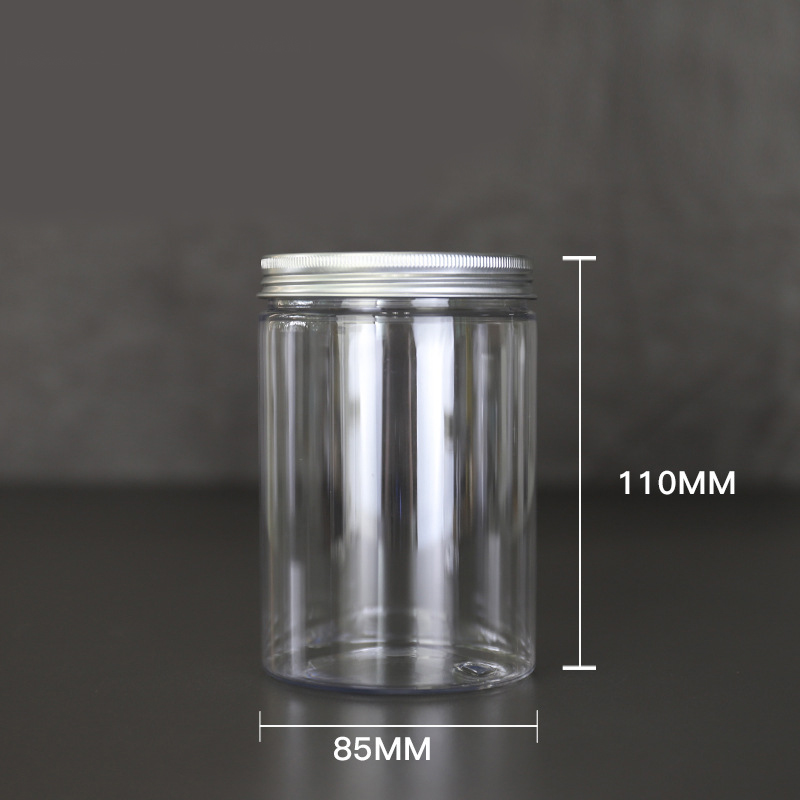 Cosmetics Storage Container 500ml Clear PET food plastic Jar with screw cap