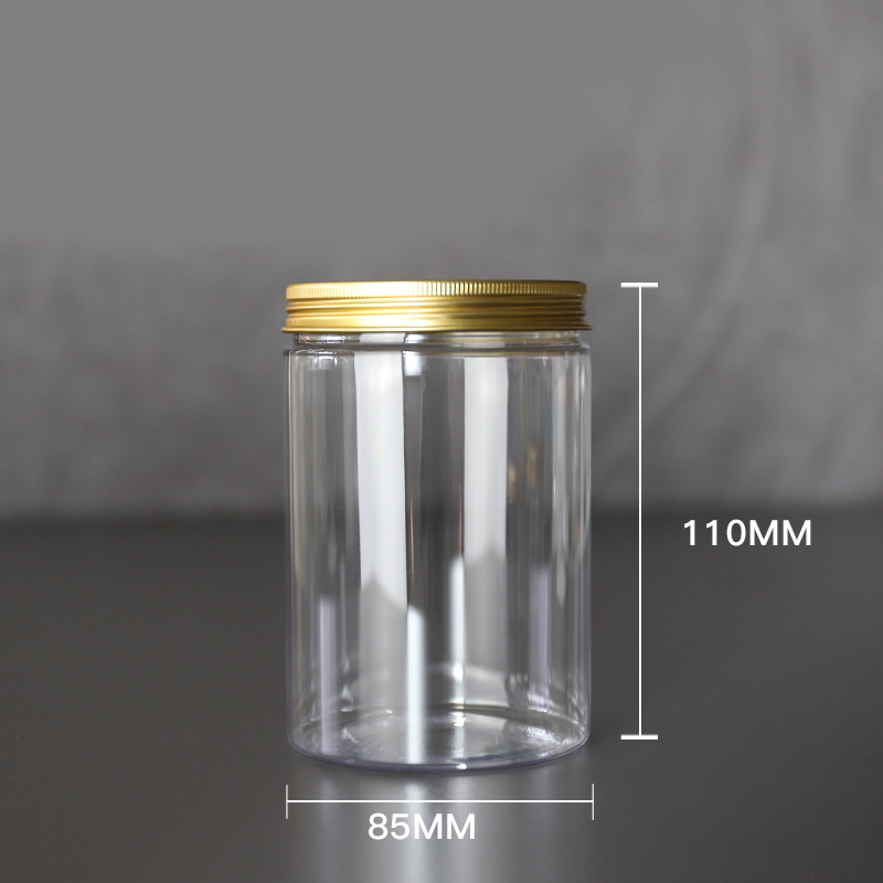 Cosmetics Storage Container 500ml Clear PET food plastic Jar with screw cap
