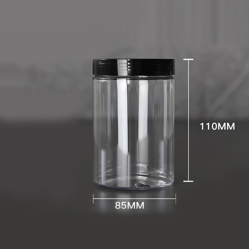 Cosmetics Storage Container 500ml Clear PET food plastic Jar with screw cap