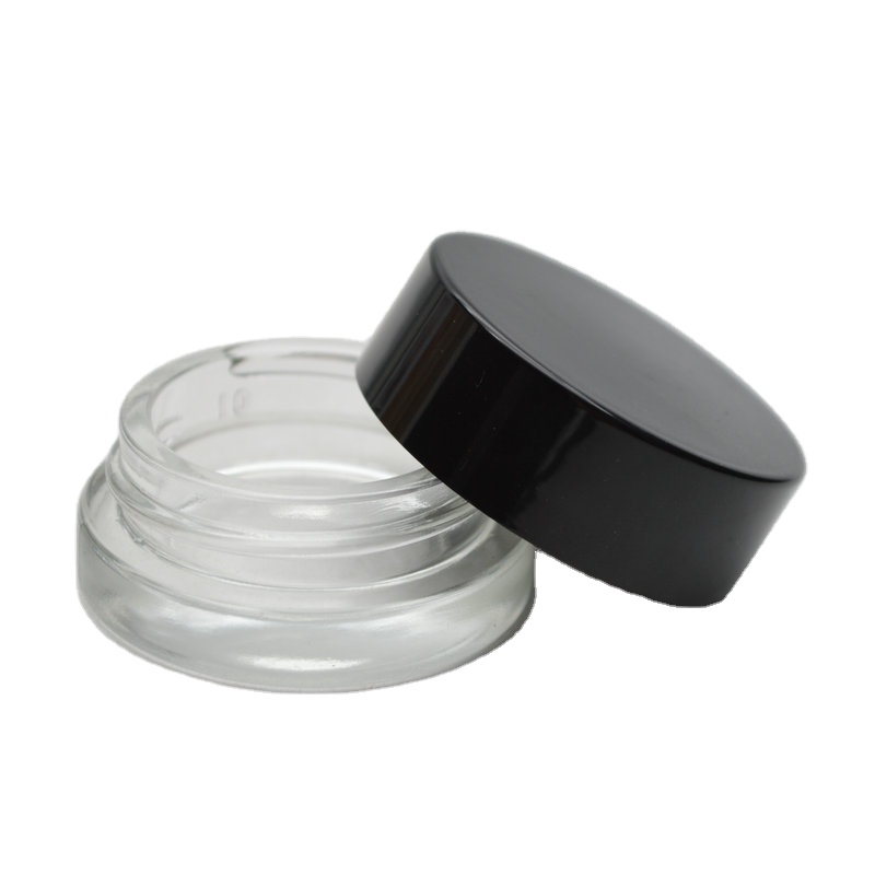 Cosmetics clear frosted lip gloss 2g 5g 7ml cosmetic glass jar with black lid