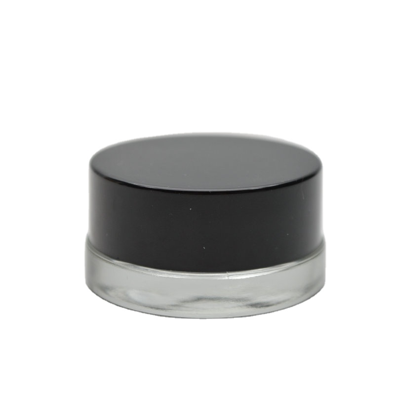 Cosmetics clear frosted lip gloss 2g 5g 7ml cosmetic glass jar with black lid