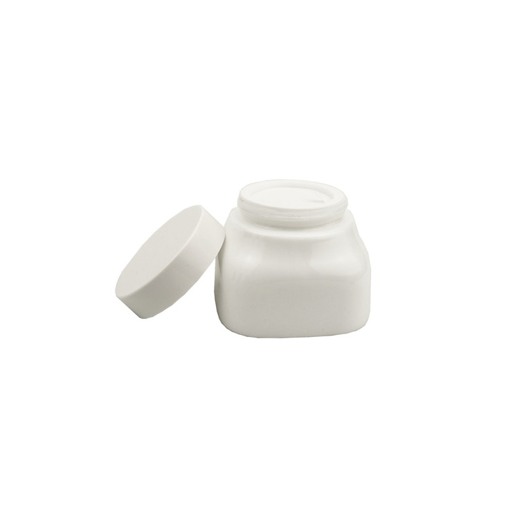 Cosmetics containers and packaging white porcelain glass bottle and jar set 100 ml empty square lotion pump bottles