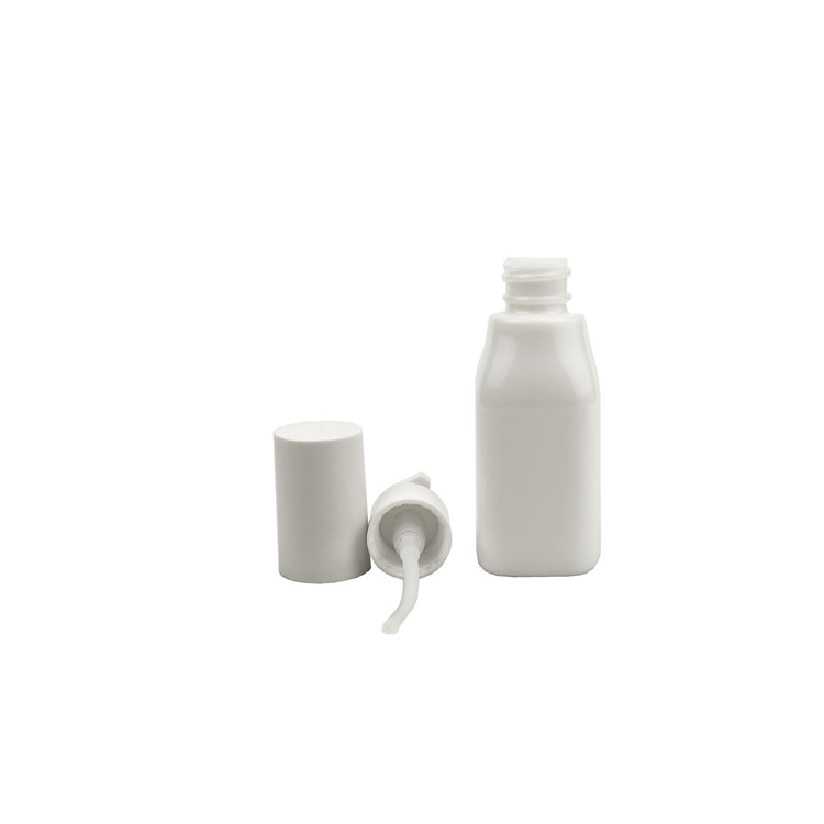 Cosmetics containers and packaging white porcelain glass bottle and jar set 100 ml empty square lotion pump bottles