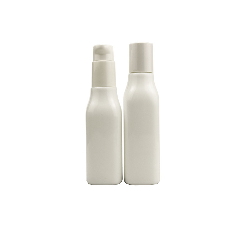 Cosmetics containers and packaging white porcelain glass bottle and jar set 100 ml empty square lotion pump bottles