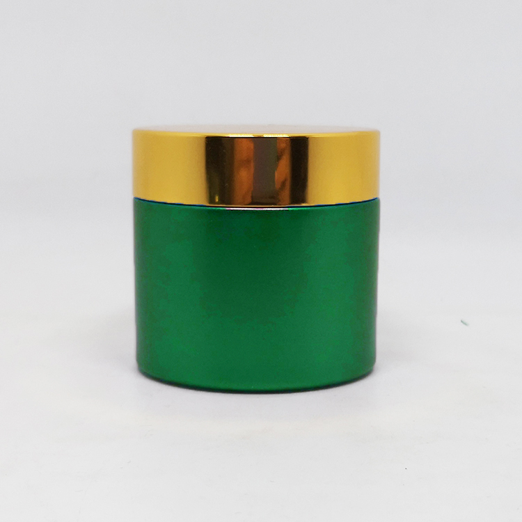 Cosmetics cream container pot 30g 50g green glass jar with black plastic lid